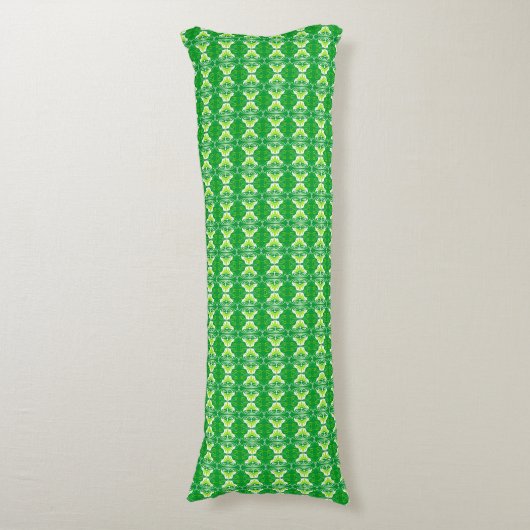 Art Deco-behangpatroon - groen en wit Lichaamskussen (Voorkant Verticaal)