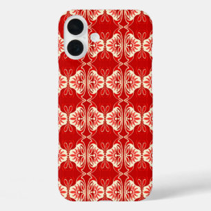 Art Deco behangpatroon - rood en wit iPhone 16 Plus Hoesje