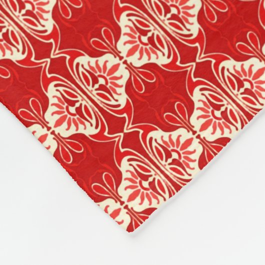 Art Deco-behangpatroon - rood en wit Fleece Deken (Hoek)