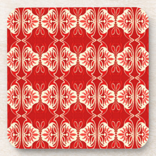 Art Deco-behangpatroon - rood en wit Onderzetter