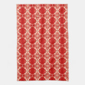 Art Deco-behangpatroon - rood en wit Theedoek (Verticaal)