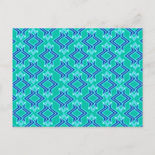Art Deco behangpatroon, turquoise en kobalt Briefkaart