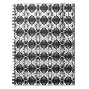 Art Deco-behangpatroon - zwart-wit Notitieboek