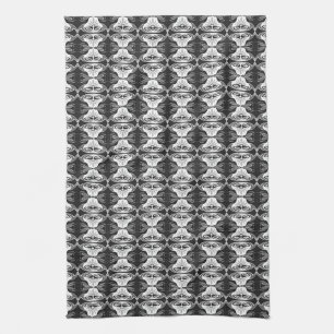 Art Deco-behangpatroon - zwart-wit Theedoek
