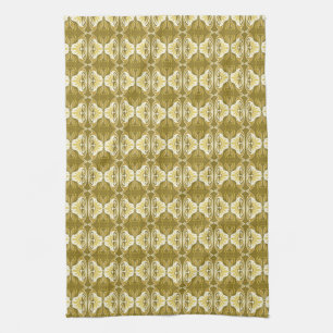 Art Deco-behangselpatroon - goud en wit Theedoek