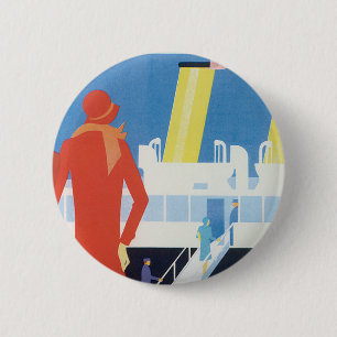 Art Deco Belgische veerbootposter Ronde Button 5,7 Cm