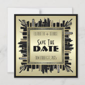Art Deco Bewaar de datum Champagne Gold Great Gats Magnetische Uitnodiging (Voorkant)