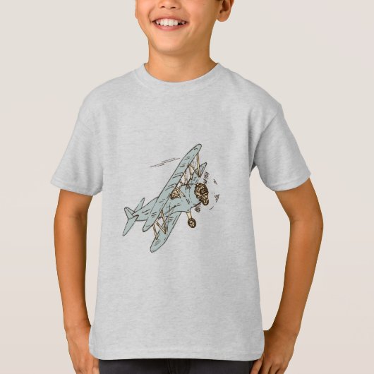 Art Deco Bi-planes - blauw geen tekst. T-shirt (Voorkant)