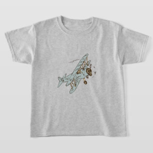 Art Deco Bi-planes - blauw geen tekst. T-shirt