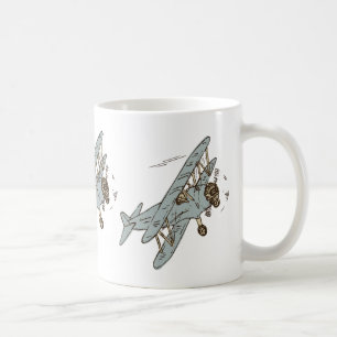 Art Deco Bi-planes - geel geen tekst. Koffiemok