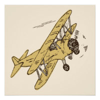 Art Deco Bi-planes - geel geen tekst.