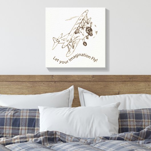 Art Deco Bi-planes - laat je verbeelding vliegen. Canvas Afdruk (Insitu (Slaapkamer))