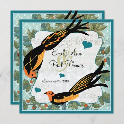  Art Deco Bird Save the Date (Voorkant / Achterkant)