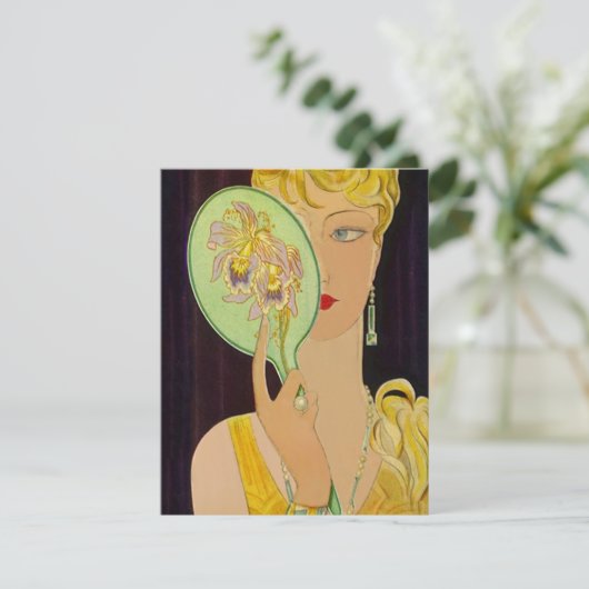 Art Deco Birthday Invitations Mirror Reflecing Kaart (Staand voorkant)