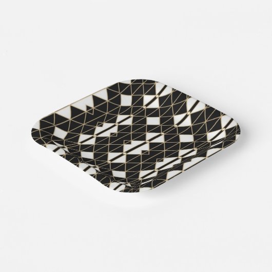 Art Deco Black and Gold Geometric luxury Papieren Bordje (Gebogen)