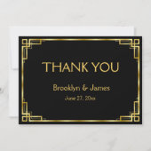 Art Déco Black And Gold Mariage Merci Cartes (Devant)