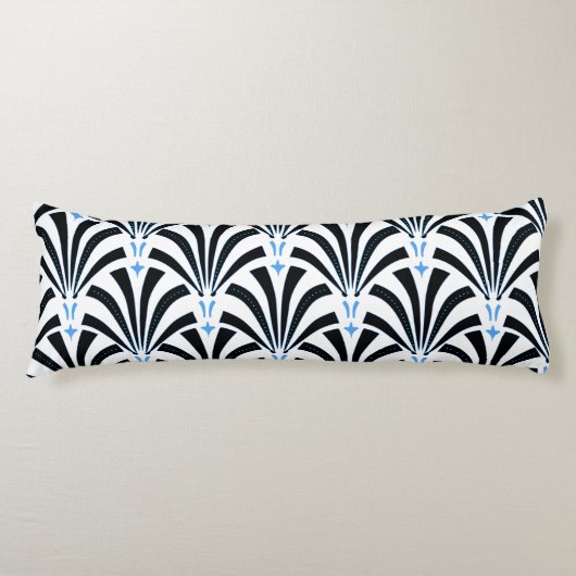  Art Deco Black & Blue Palmettos uit de jaren '20 Lichaamskussen (Voorkant)