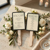 Art Deco Black Cream Wedding Party Program Fan Handwaaier