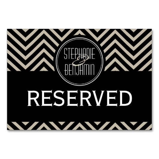 Art Deco Black en Beige Chevron Pattern Kaart (Voorkant)