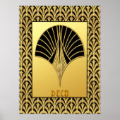 Art Deco Black en Gold Fan Design Poster (Voorkant)