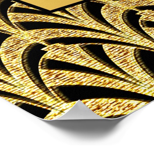 Art Deco Black en Gold Fan Design Poster (Hoek)