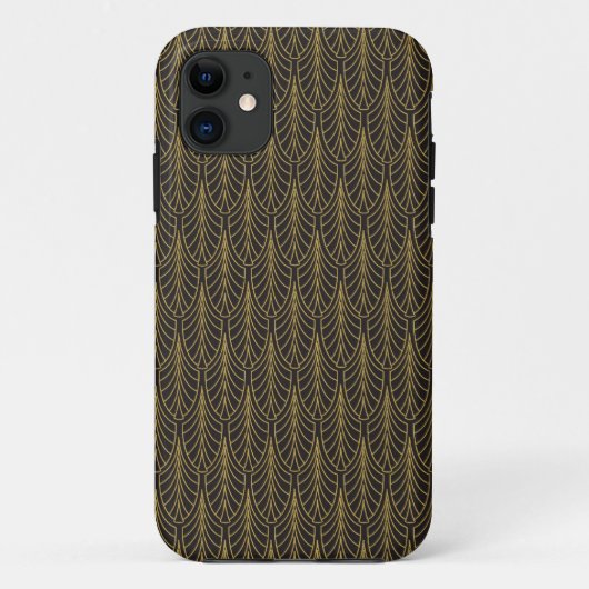 Art Deco Black en Gold Feathers Case-Mate iPhone Case (Achterkant)