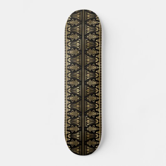 Art Deco Black en Gold Foil Pattern Skateboard (Voorkant)