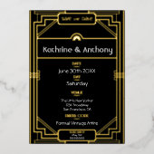 Art Deco Black en Gold Gatsby Save the Date Folie Uitnodiging (Voorkant)