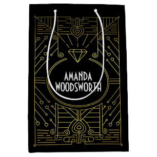 Art Deco Black en Gold Gift Bag Medium Cadeauzakje