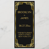Art Deco Black en Gold Menu voor bruiloft (Achterkant)