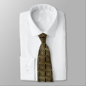 Art Deco Black en Gold Squares Pattern-Stropdas Stropdas (Gebonden)
