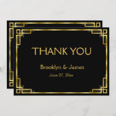 Art Deco Black en Gold Weddenschap Hartelijk dank Bedankkaart (Voorkant / Achterkant)