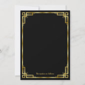 Art Deco Black en Gold Wedding Invitations Kaart (Achterkant)