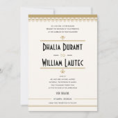 Art Deco  Black en Gold Wedding Kaart (Voorkant)