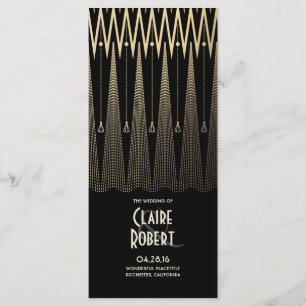 Art Deco Black en Gold Wedding Programma's