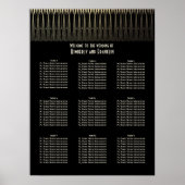 Art Deco Black en Gold Wedding Seating Chart Poster (Voorkant)
