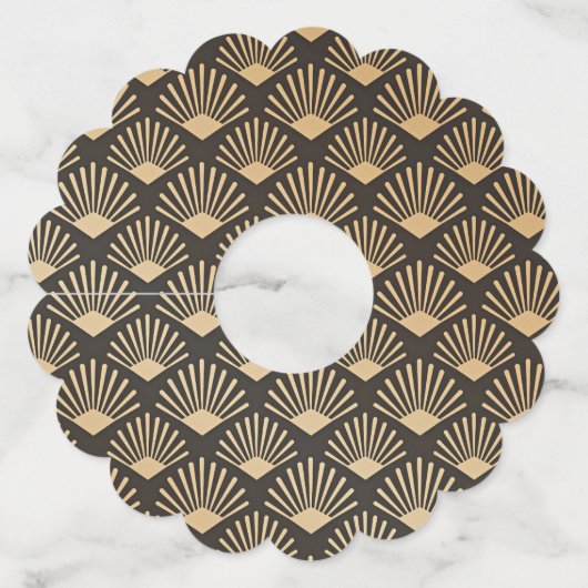 Art Deco Black en Gold Wijnglaslabel (Voorkant)