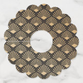 Art Deco Black en Gold Wijnglaslabel (Achterkant)