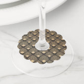 Art Deco Black en Gold Wijnglaslabel (Dichtbij)