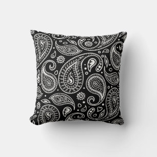 Art Deco Black en White Floral Paisley Pattern Kussen