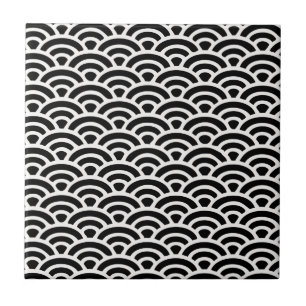 Art Deco Black en White Pattern Tegeltje