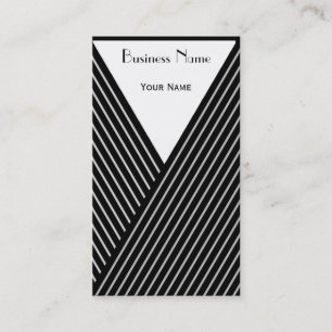 Art Deco Black en White Stripe Visitekaartje