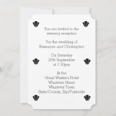 Art Deco Black en White Wedding Reception Kaart (Achterkant)