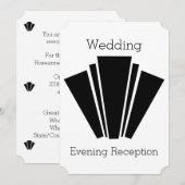 Art Deco Black en White Wedding Reception Kaart (Voorkant / Achterkant)
