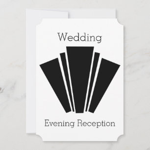 Art Deco Black en White Wedding Reception Kaart
