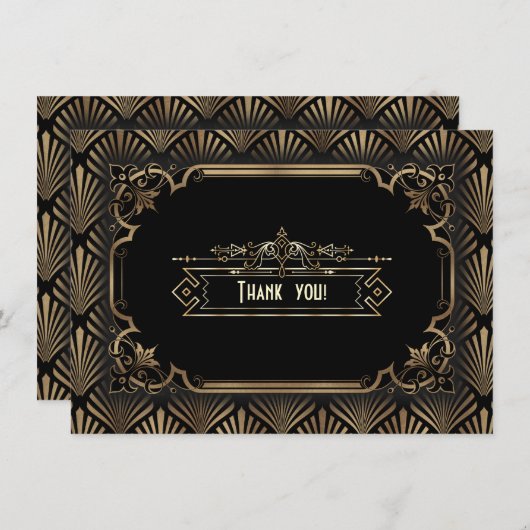Art Deco Black Gatsby 1920s Hartelijk dank Bedankkaart (Voorkant / Achterkant)