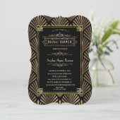 Art Deco Black Gatsby 1920s-Vrijgezellenfeest Kaart (Staand voorkant)