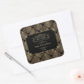 Art Deco Black Gatsby Wedding 1920 Vierkante Sticker (Envelop)