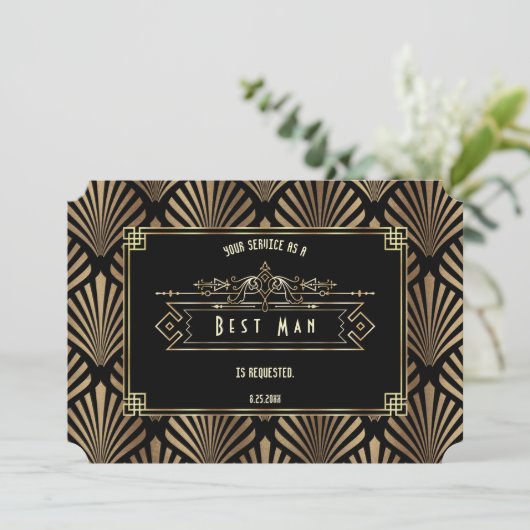Art Deco Black Gatsby zal mijn beste man zijn Kaart (Staand voorkant)