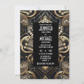 Art Deco Black & Gold Diamond Wedding Invitations (Devant)